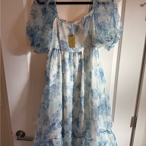 NWT Francesca's Collections Blue and White floral Dress